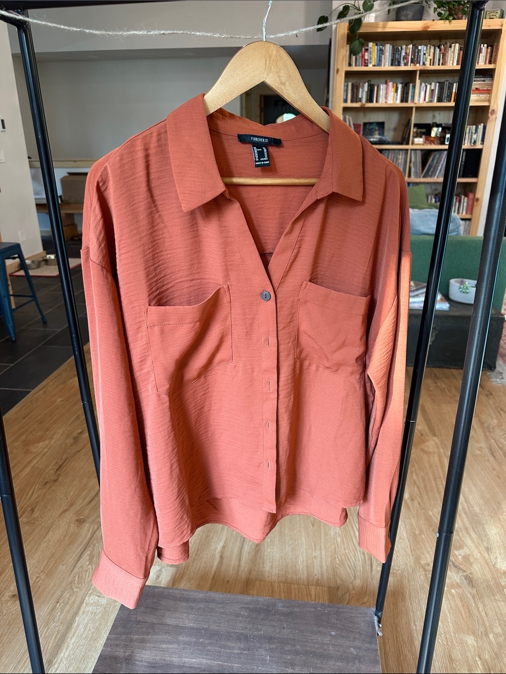 Forever 21 Rust Button-Front Shirt